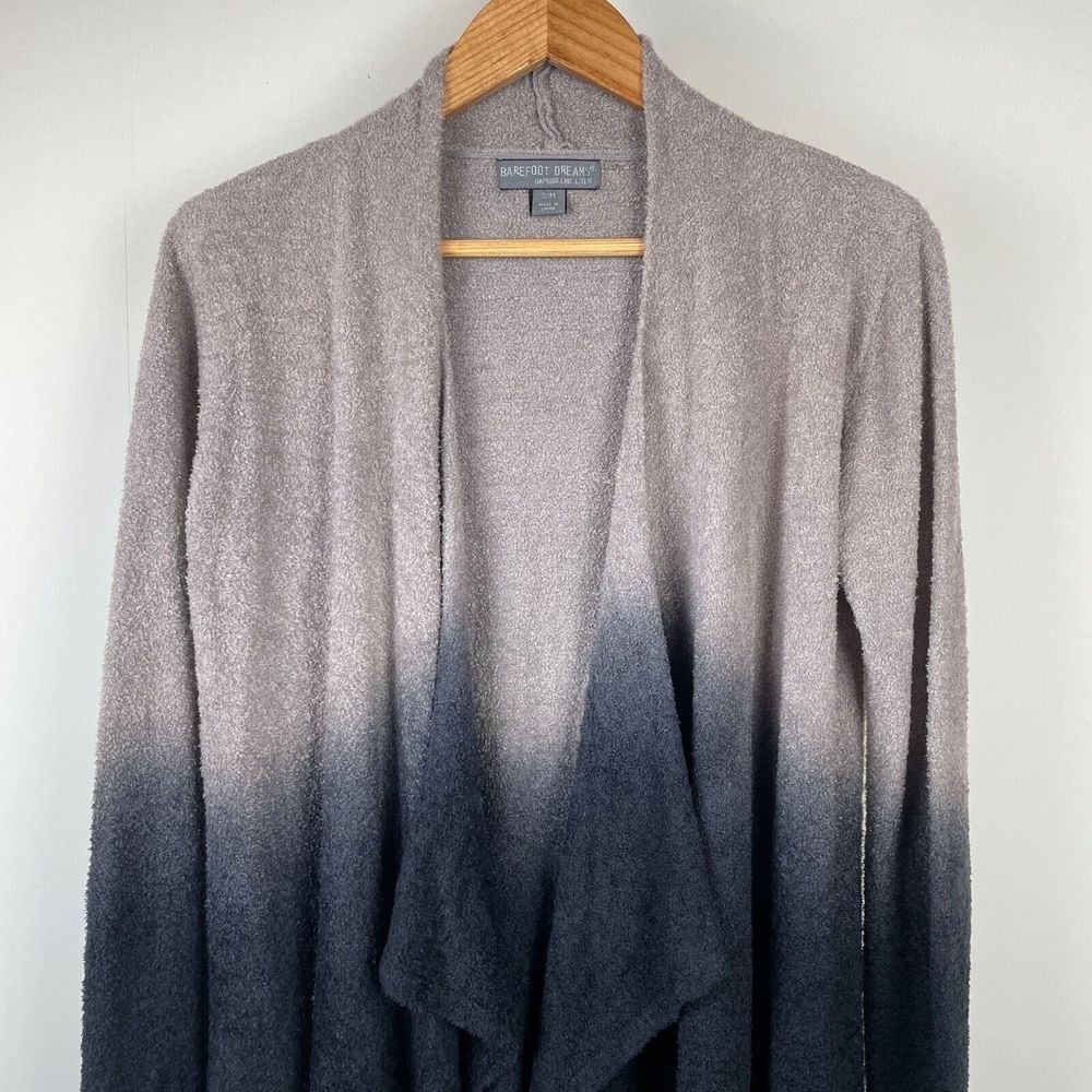 Barefoot Dreams Womens S/M Bamboo Chic Lite 436 Cardigan Sweater Gray Ombre